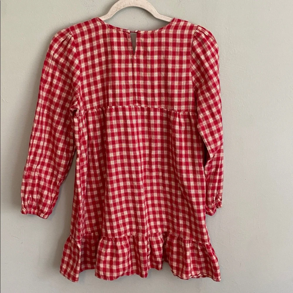 Hayden Girl’s Red and White Plaid Long Sleeve Mini Dress Size 13/14